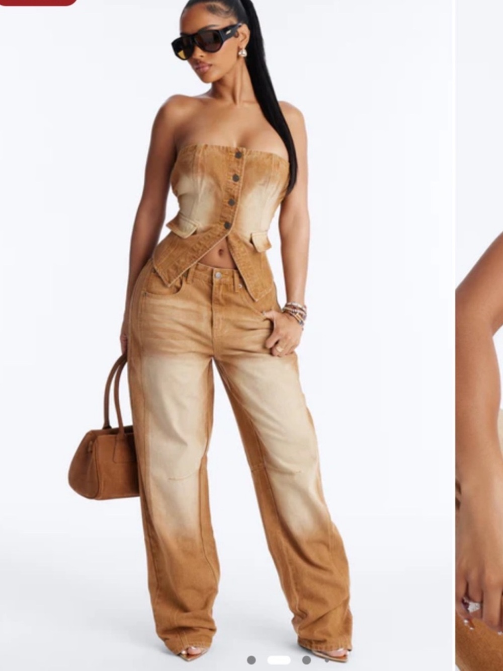 Fashion Nova khaki denim top & bottom set